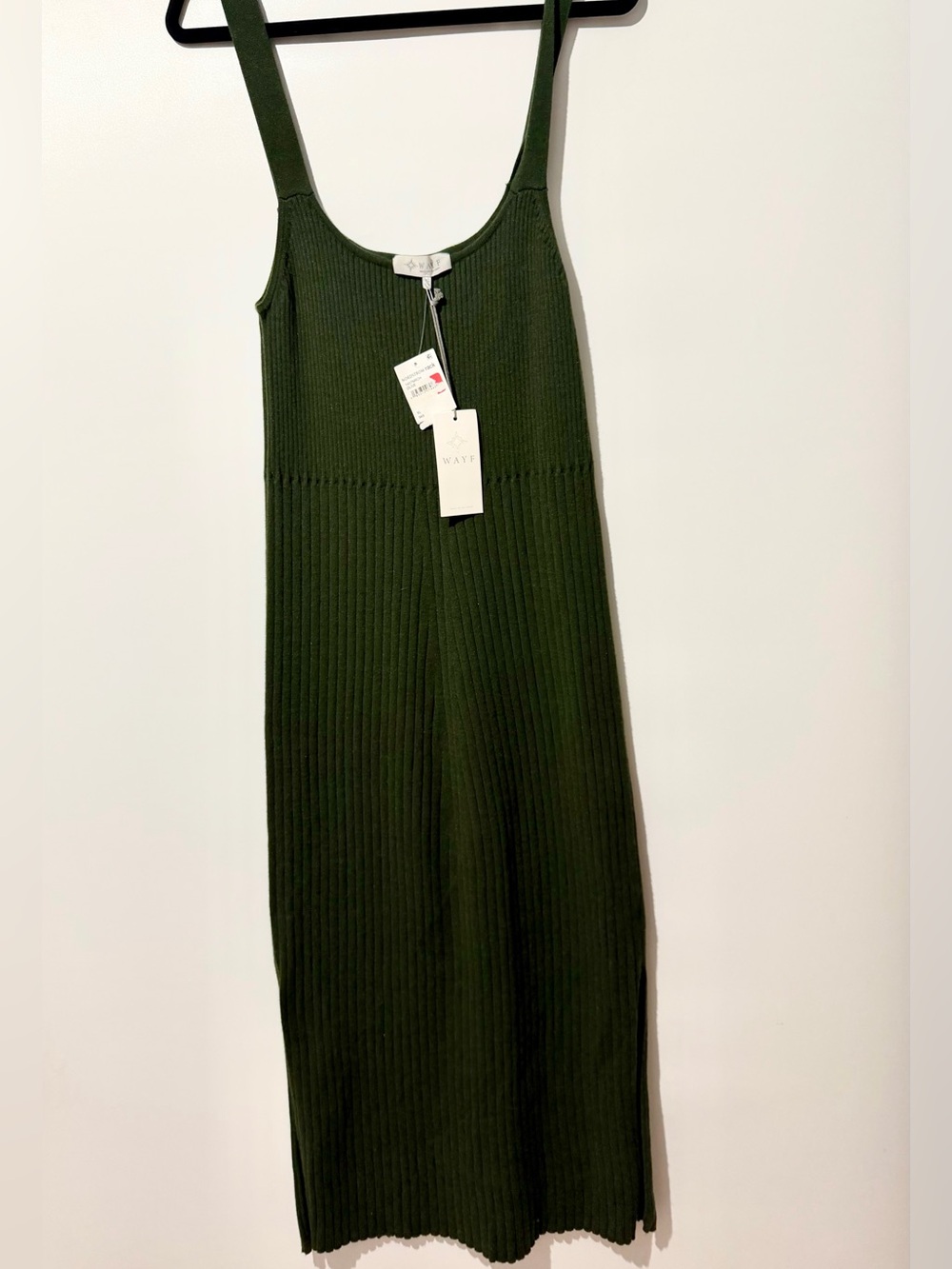 Wayf Gillian Ribbed Tank Knit Midi Dress Olive Green Size XL NWT Anthropologie
